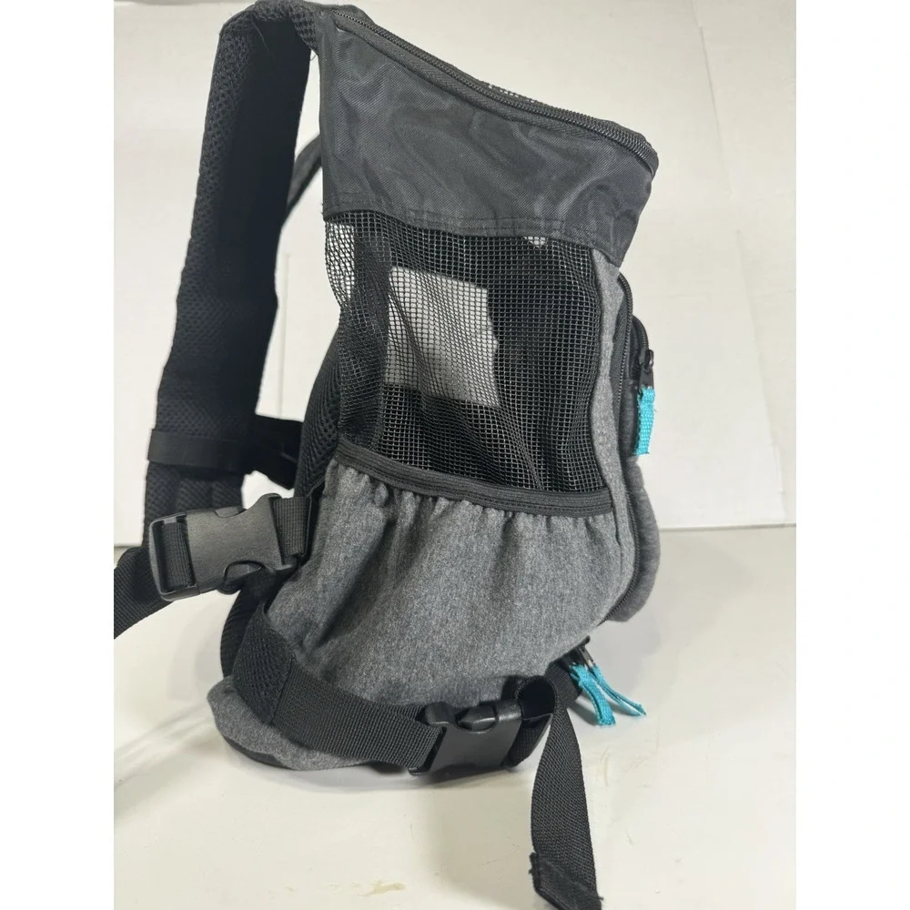 Top Paw Pet Carrier Backpack Small Dog Cat Grey Black Mesh Breathable Travel Bag
